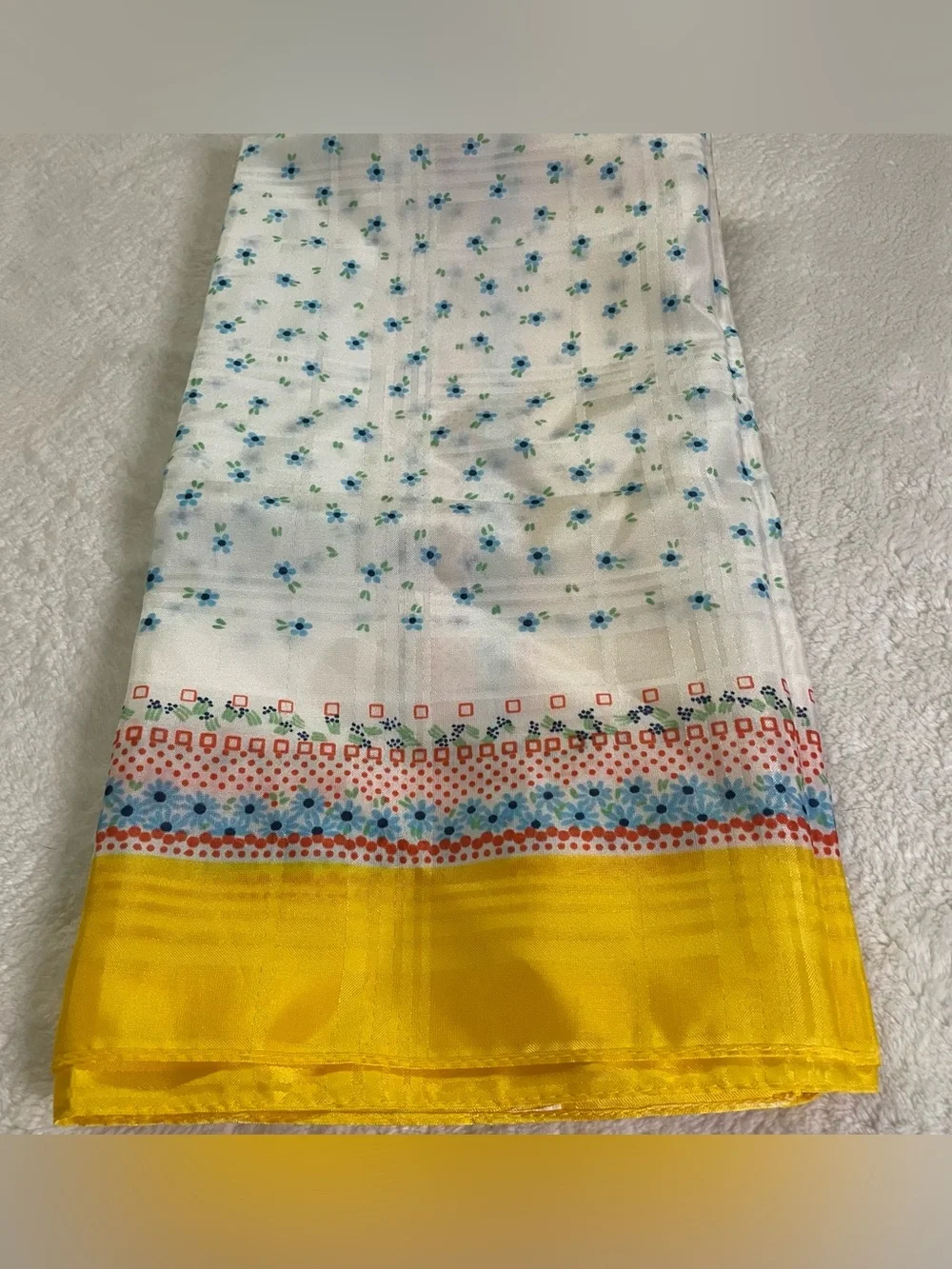 Yellow Border Floral Chiffon Square Fashion Scarf